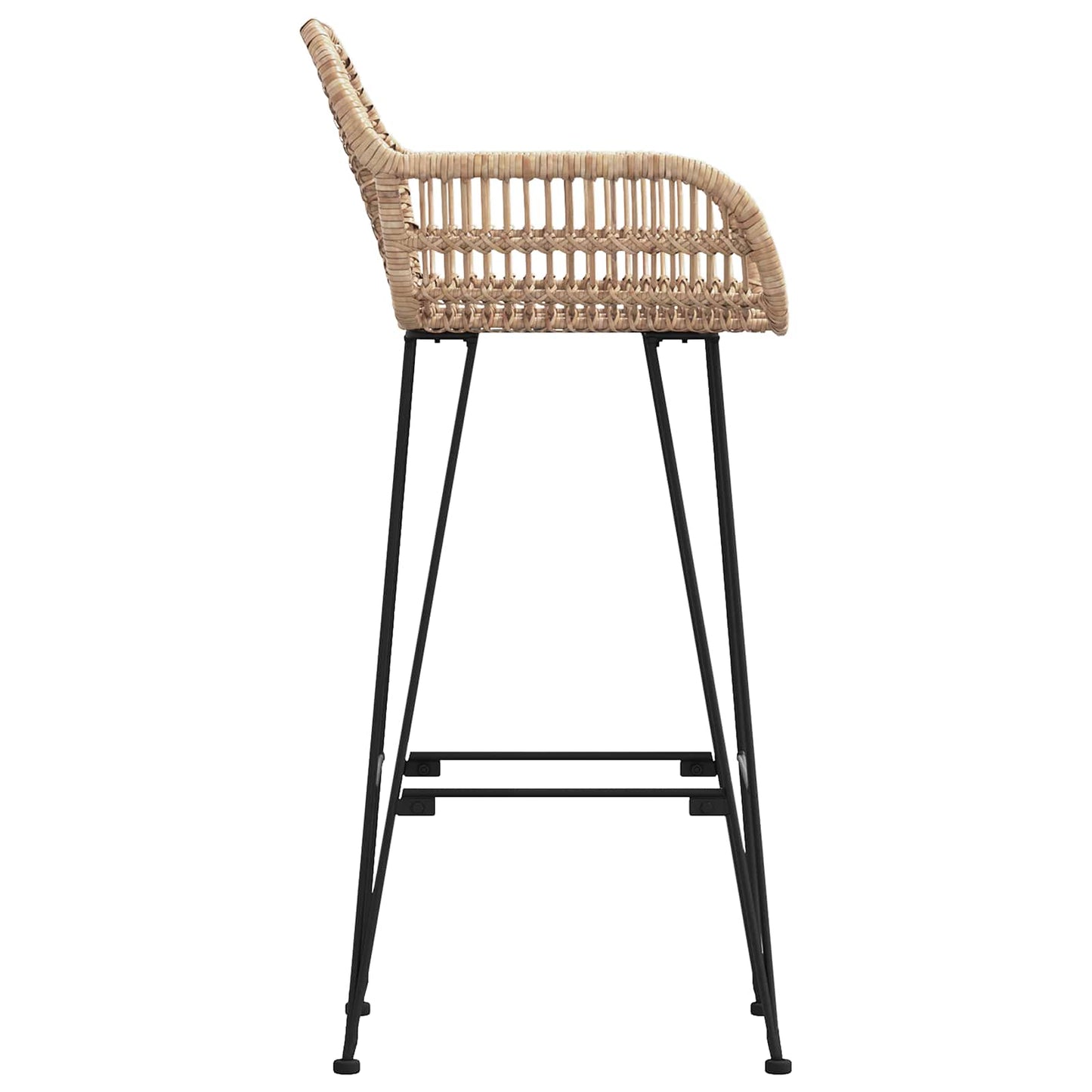 vidaXL Bar Chair 2 pcs Natural 55 x 52 x 105 cm Rattan and Iron