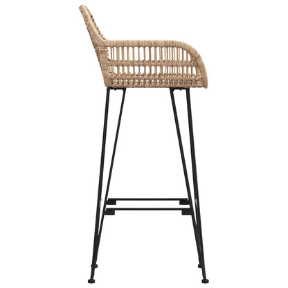 vidaXL Bar Chair 2 pcs Natural 55 x 52 x 105 cm Rattan and Iron