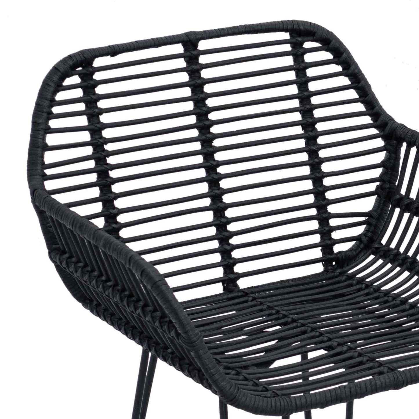 vidaXL Bar Chair 2 pcs Black 55 x 52 x 92 cm Rattan and Iron