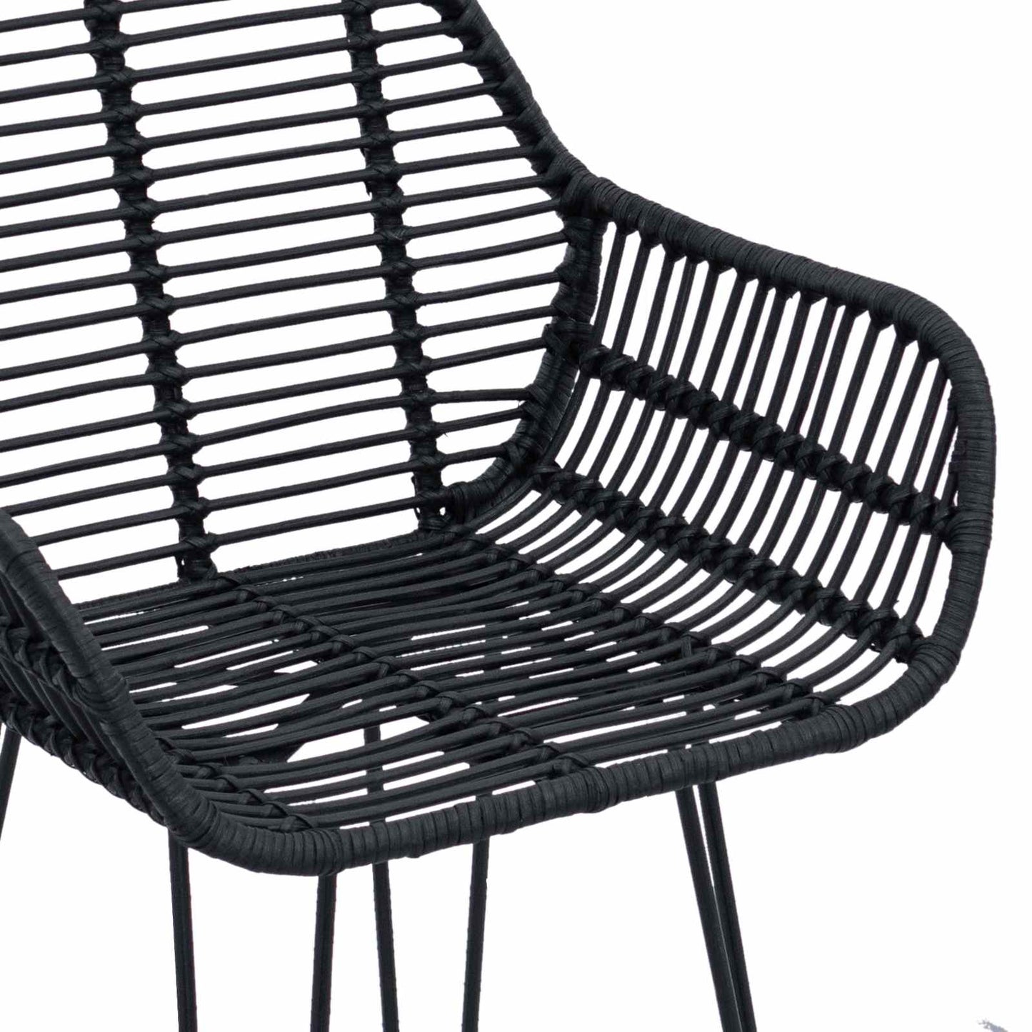 vidaXL Bar Chair 2 pcs Black 55 x 52 x 92 cm Rattan and Iron