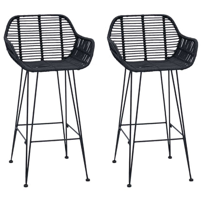 vidaXL Bar Chair 2 pcs Black 55 x 52 x 92 cm Rattan and Iron