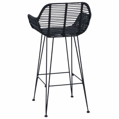 vidaXL Bar Chair 2 pcs Black 55 x 52 x 92 cm Rattan and Iron