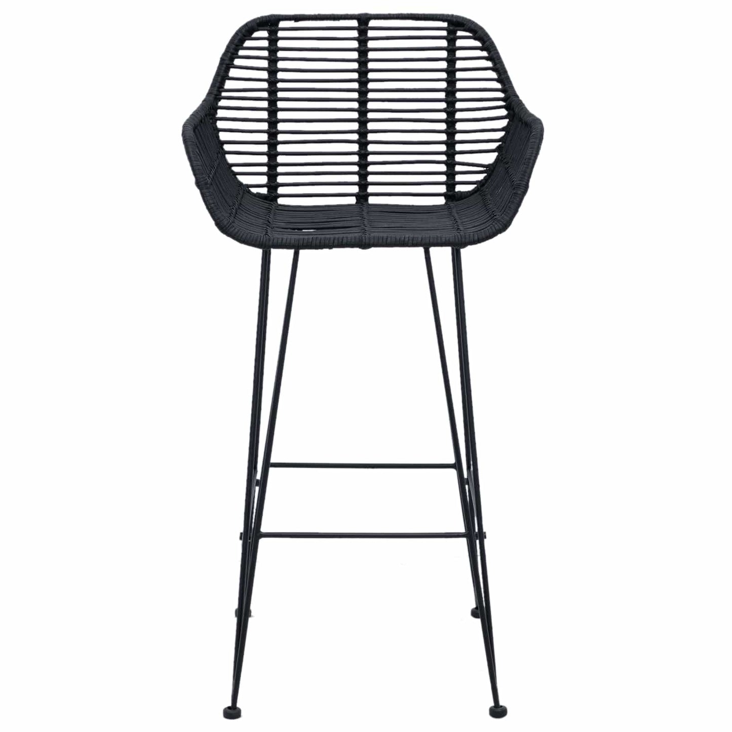 vidaXL Bar Chair 2 pcs Black 55 x 52 x 92 cm Rattan and Iron