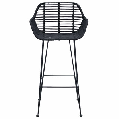 vidaXL Bar Chair 2 pcs Black 55 x 52 x 92 cm Rattan and Iron