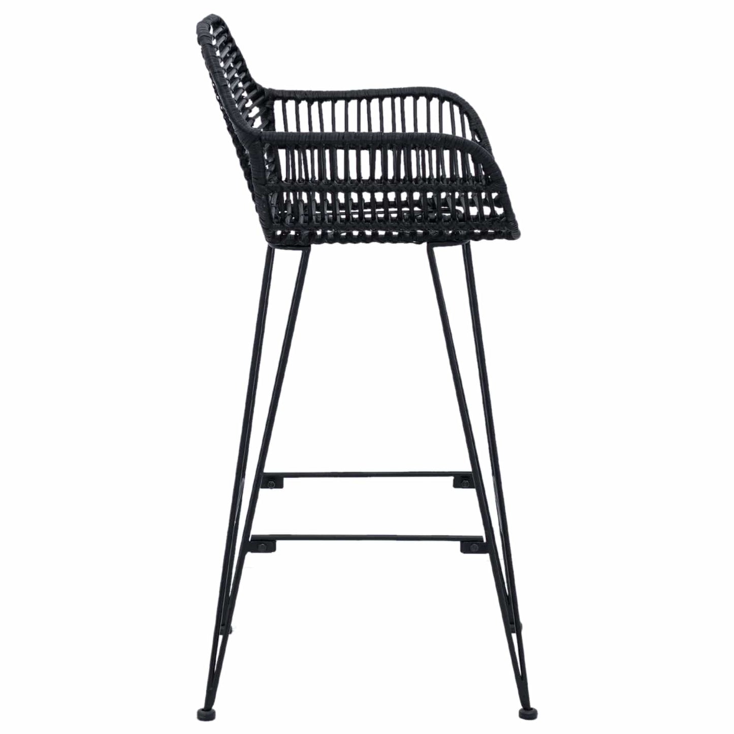 vidaXL Bar Chair 2 pcs Black 55 x 52 x 92 cm Rattan and Iron