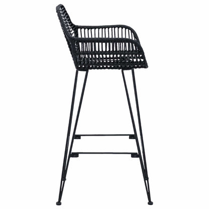 vidaXL Bar Chair 2 pcs Black 55 x 52 x 92 cm Rattan and Iron