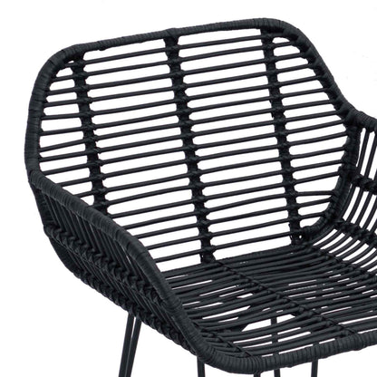 vidaXL Bar Chair 2 pcs Black 55 x 52 x 105 cm Rattan and Iron