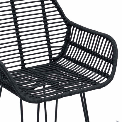 vidaXL Bar Chair 2 pcs Black 55 x 52 x 105 cm Rattan and Iron