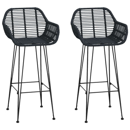 vidaXL Bar Chair 2 pcs Black 55 x 52 x 105 cm Rattan and Iron