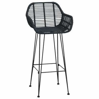 vidaXL Bar Chair 2 pcs Black 55 x 52 x 105 cm Rattan and Iron