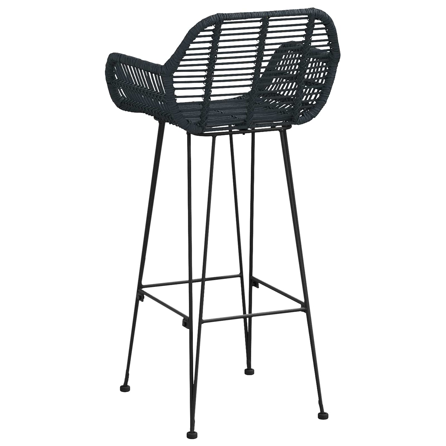 vidaXL Bar Chair 2 pcs Black 55 x 52 x 105 cm Rattan and Iron