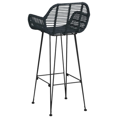 vidaXL Bar Chair 2 pcs Black 55 x 52 x 105 cm Rattan and Iron