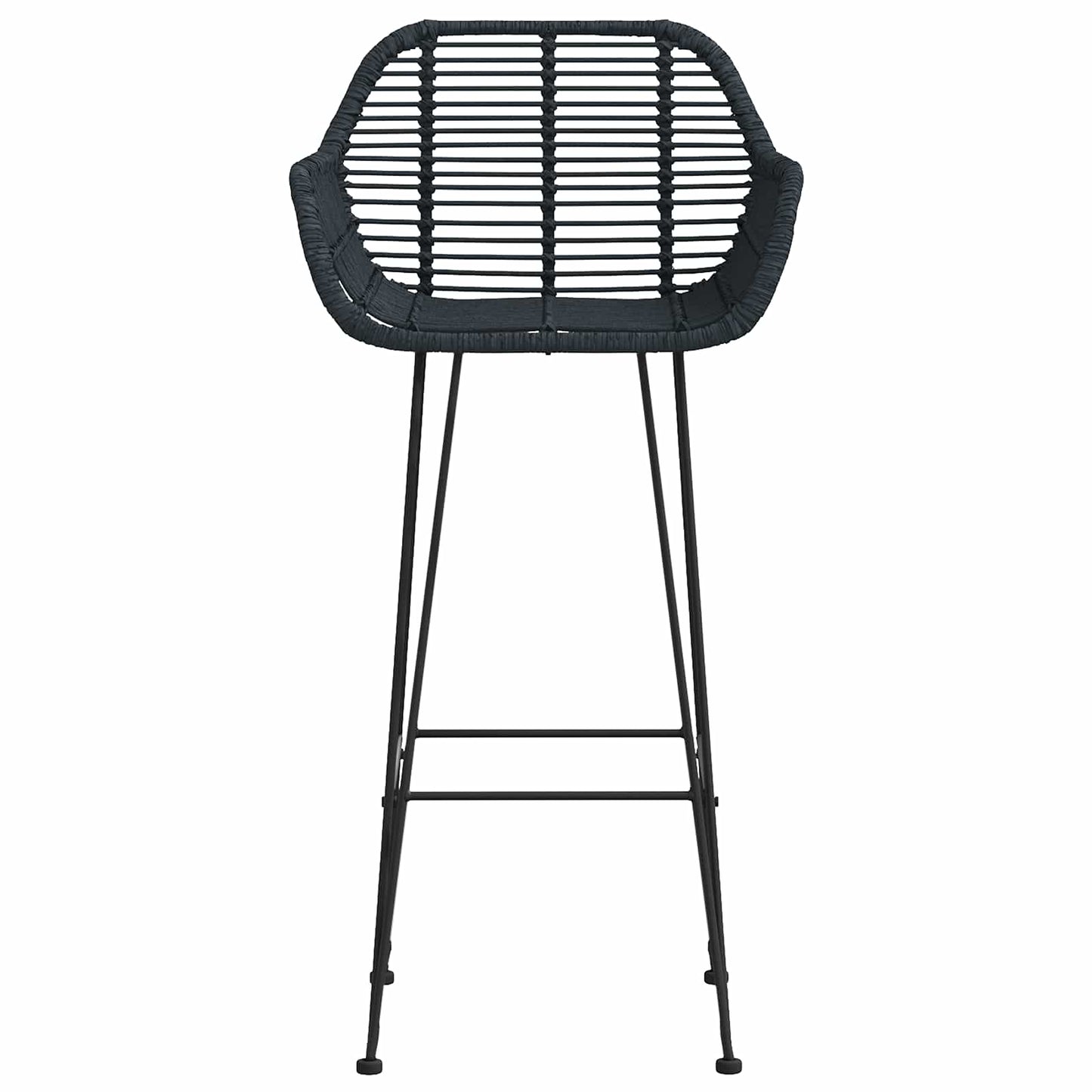 vidaXL Bar Chair 2 pcs Black 55 x 52 x 105 cm Rattan and Iron