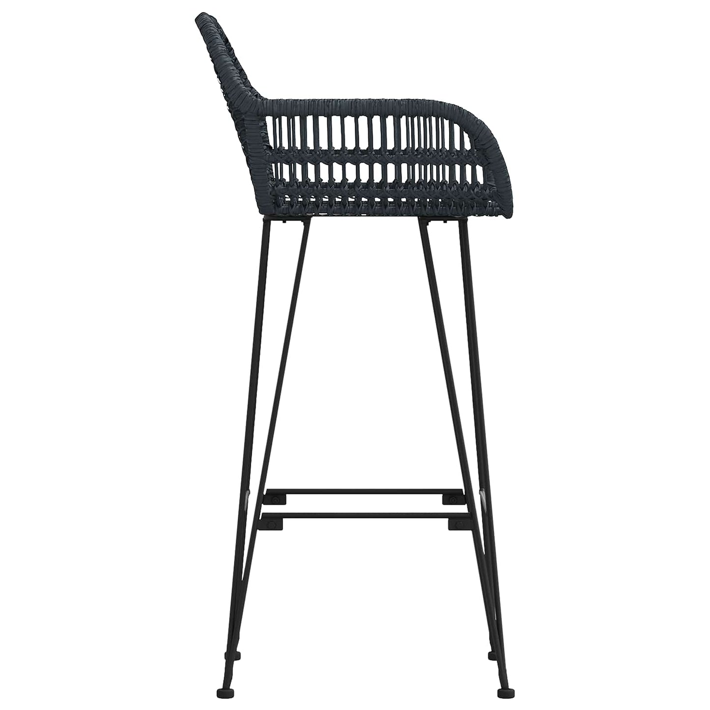 vidaXL Bar Chair 2 pcs Black 55 x 52 x 105 cm Rattan and Iron