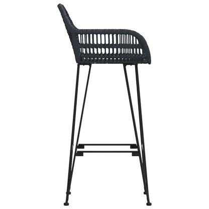 vidaXL Bar Chair 2 pcs Black 55 x 52 x 105 cm Rattan and Iron