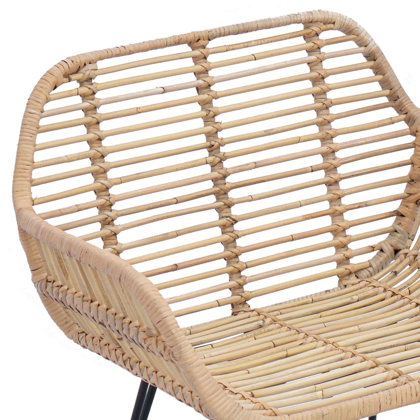 vidaXL Dining Chair 2 pcs Rattan and Iron Natural 55 x 50 x 74 cm