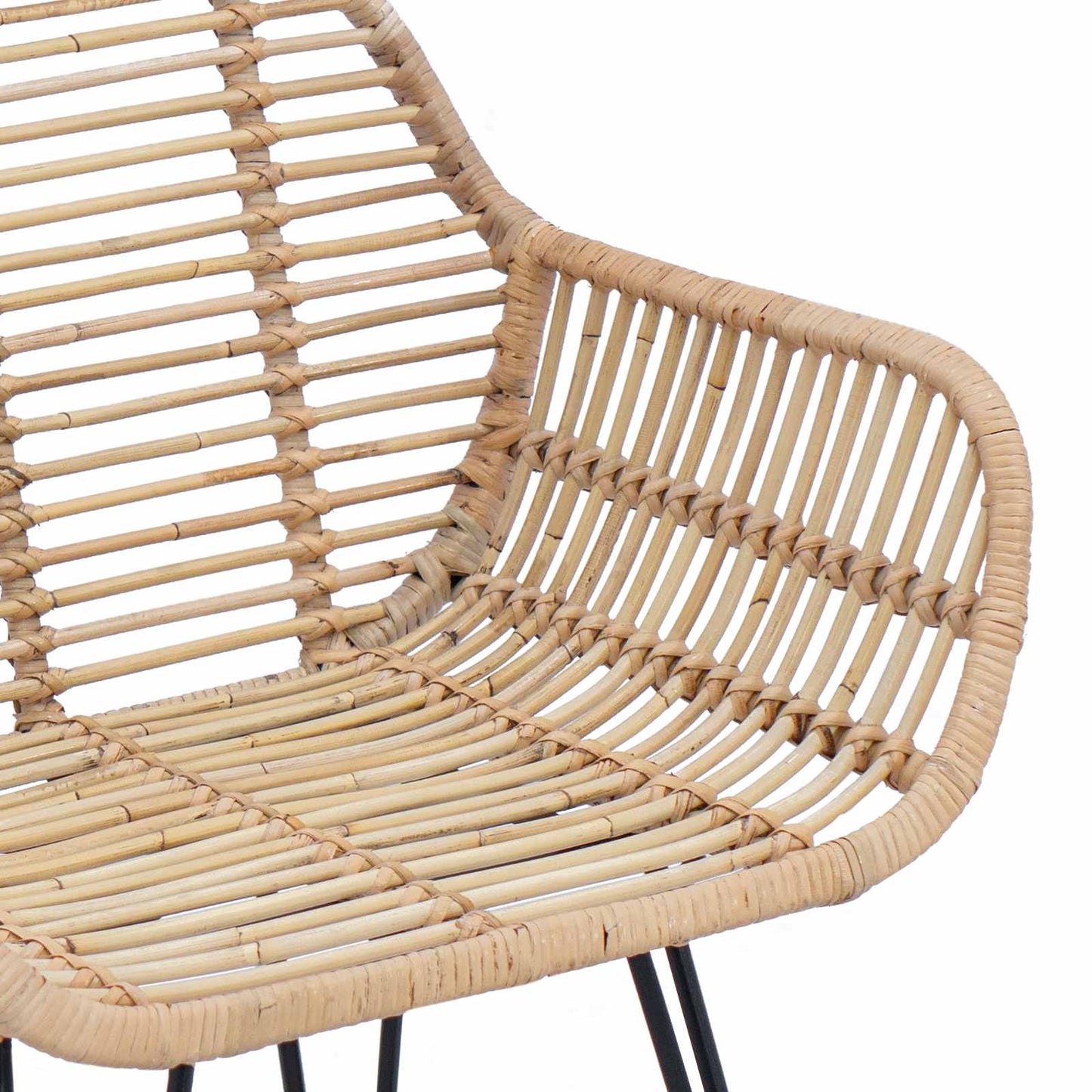 vidaXL Dining Chair 2 pcs Rattan and Iron Natural 55 x 50 x 74 cm