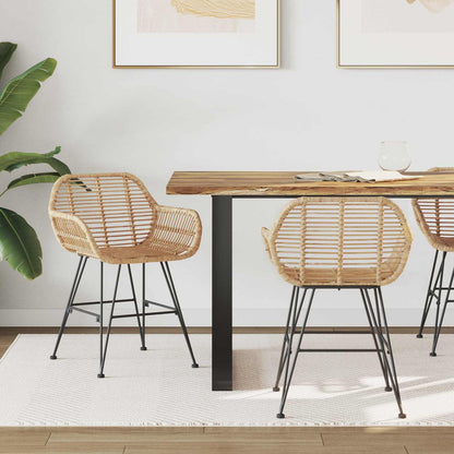 vidaXL Dining Chair 2 pcs Rattan and Iron Natural 55 x 50 x 74 cm