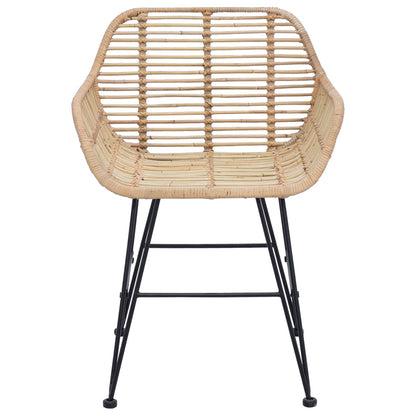 vidaXL Dining Chair 2 pcs Rattan and Iron Natural 55 x 50 x 74 cm
