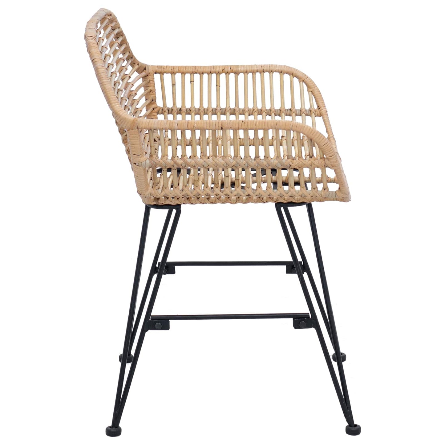 vidaXL Dining Chair 2 pcs Rattan and Iron Natural 55 x 50 x 74 cm