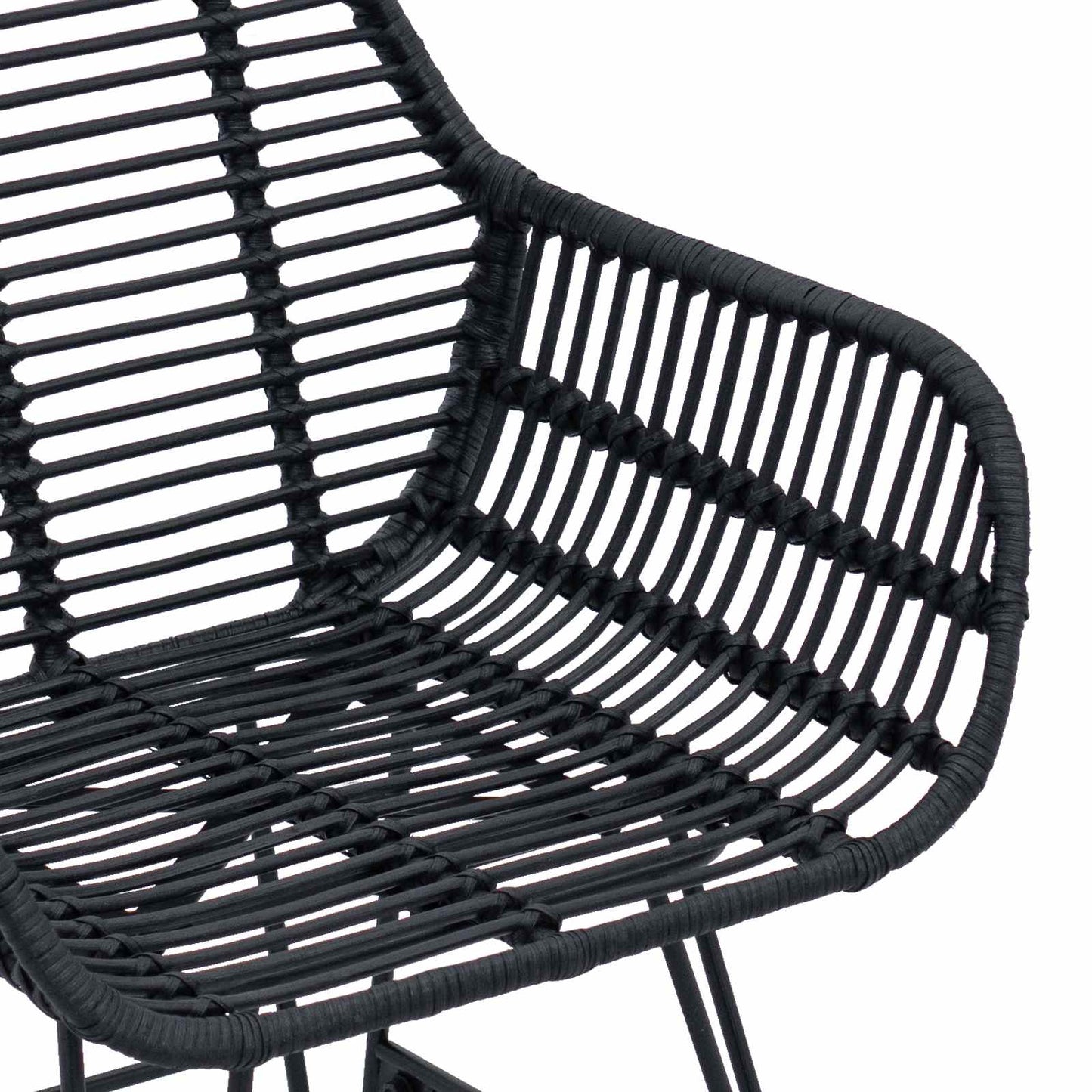vidaXL Dining Chair 2 pcs Rattan and Iron Black 55 x 50 x 74 cm