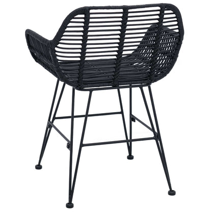 vidaXL Dining Chair 2 pcs Rattan and Iron Black 55 x 50 x 74 cm