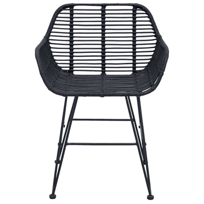 vidaXL Dining Chair 2 pcs Rattan and Iron Black 55 x 50 x 74 cm
