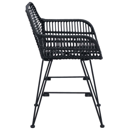 vidaXL Dining Chair 2 pcs Rattan and Iron Black 55 x 50 x 74 cm