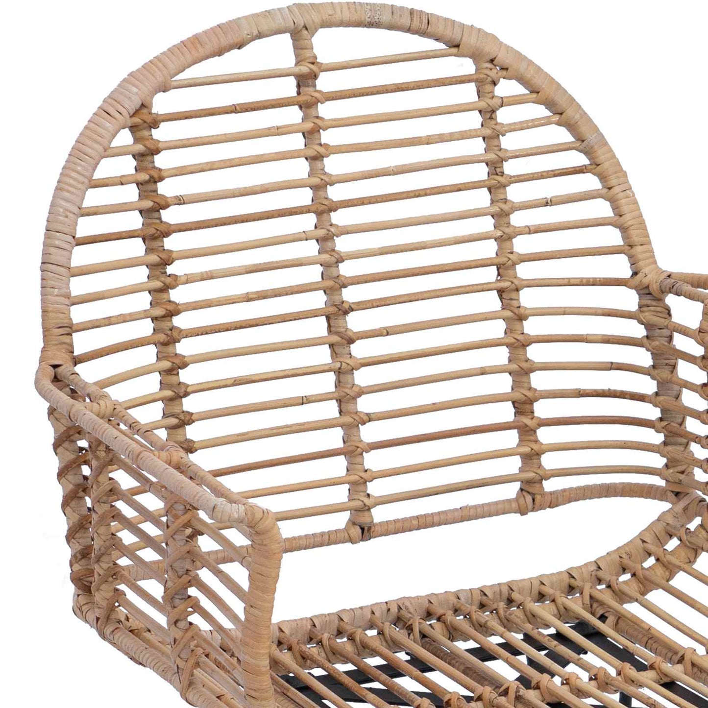 vidaXL Dining Chair 2 pcs Rattan and Iron Natural 57 x 55 x 85 cm