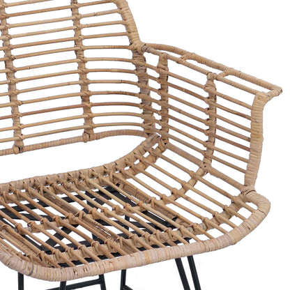 vidaXL Dining Chair 2 pcs Rattan and Iron Natural 57 x 55 x 85 cm