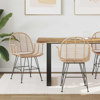 vidaXL Dining Chair 2 pcs Rattan and Iron Natural 57 x 55 x 85 cm
