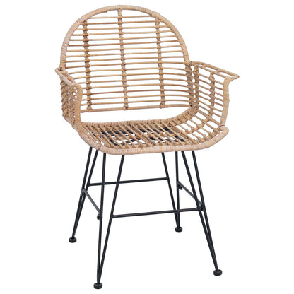 vidaXL Dining Chair 2 pcs Rattan and Iron Natural 57 x 55 x 85 cm
