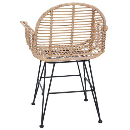 vidaXL Dining Chair 2 pcs Rattan and Iron Natural 57 x 55 x 85 cm