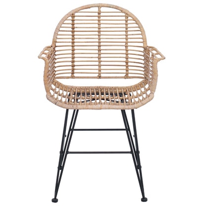 vidaXL Dining Chair 2 pcs Rattan and Iron Natural 57 x 55 x 85 cm