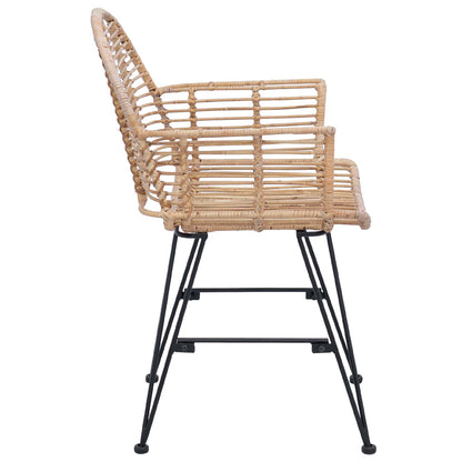 vidaXL Dining Chair 2 pcs Rattan and Iron Natural 57 x 55 x 85 cm