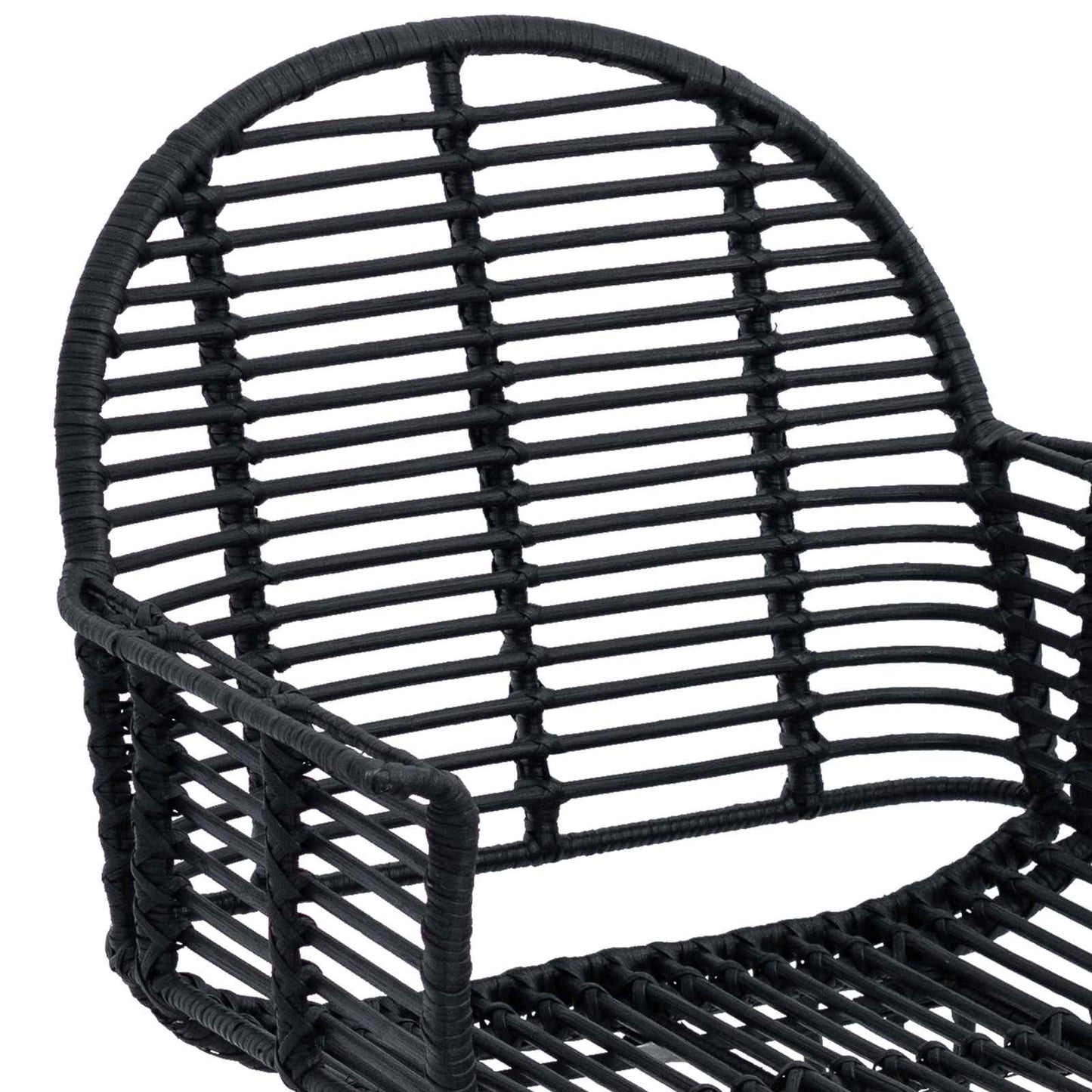 vidaXL Dining Chair 2 pcs Rattan and Iron Black 57 x 55 x 85 cm