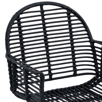 vidaXL Dining Chair 2 pcs Rattan and Iron Black 57 x 55 x 85 cm