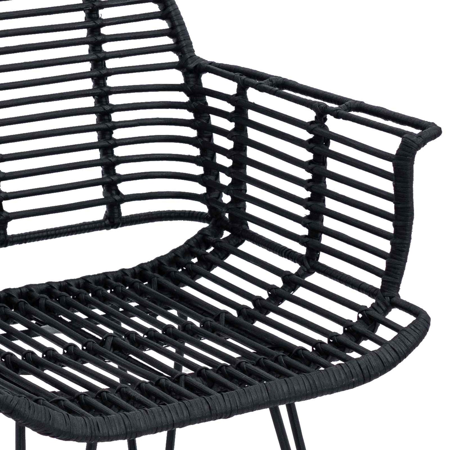 vidaXL Dining Chair 2 pcs Rattan and Iron Black 57 x 55 x 85 cm