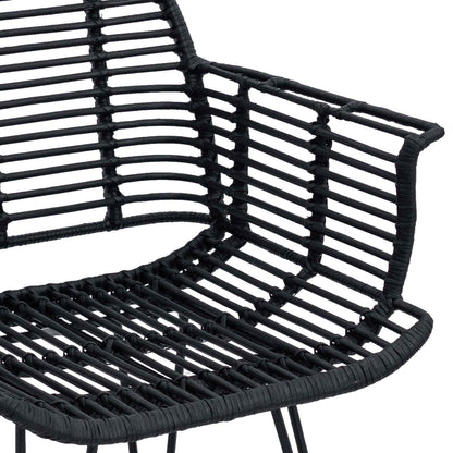 vidaXL Dining Chair 2 pcs Rattan and Iron Black 57 x 55 x 85 cm