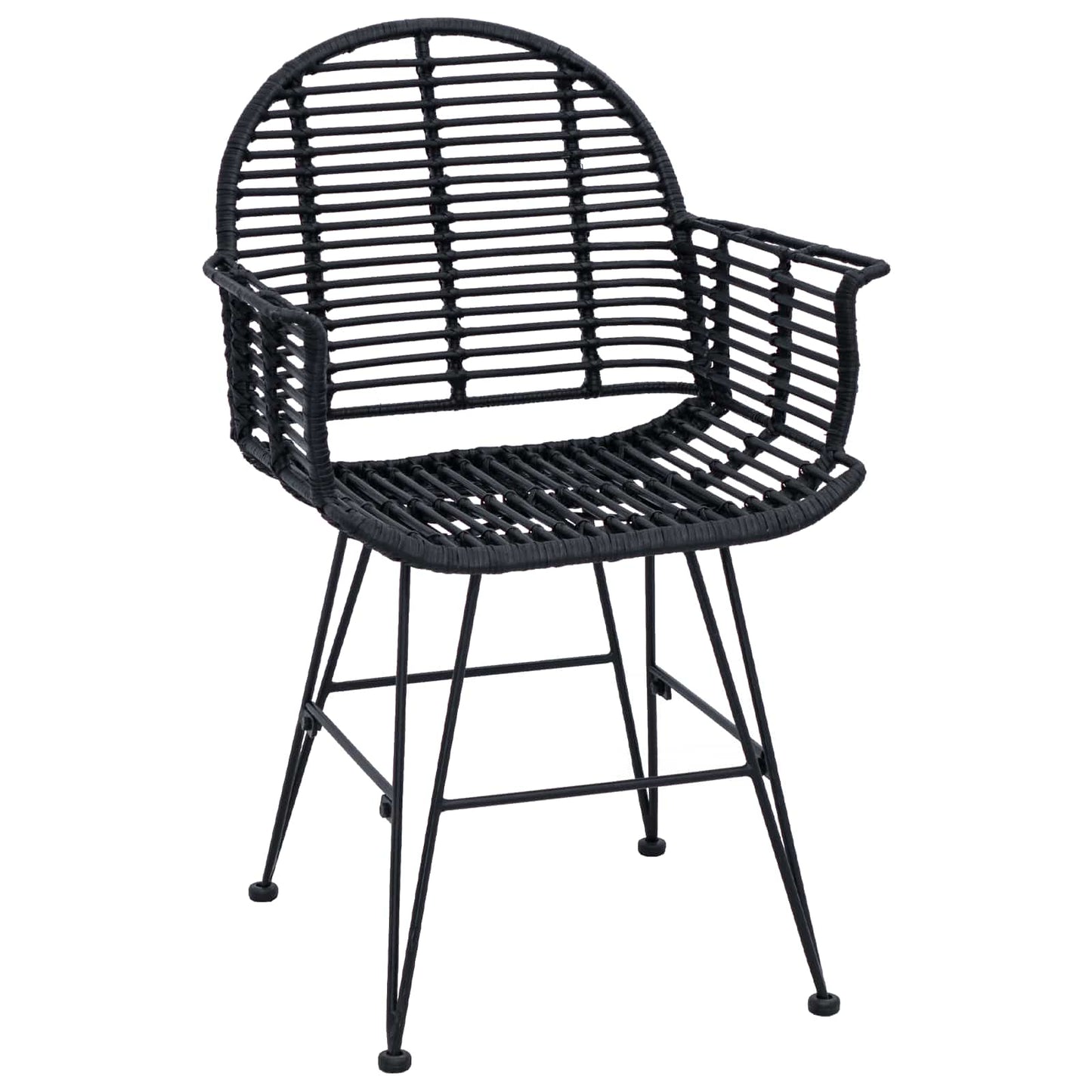 vidaXL Dining Chair 2 pcs Rattan and Iron Black 57 x 55 x 85 cm