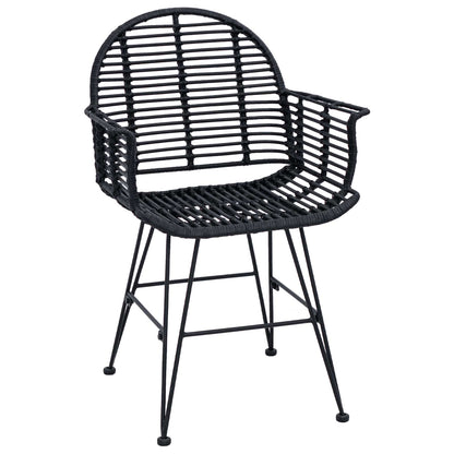 vidaXL Dining Chair 2 pcs Rattan and Iron Black 57 x 55 x 85 cm