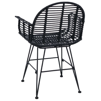 vidaXL Dining Chair 2 pcs Rattan and Iron Black 57 x 55 x 85 cm