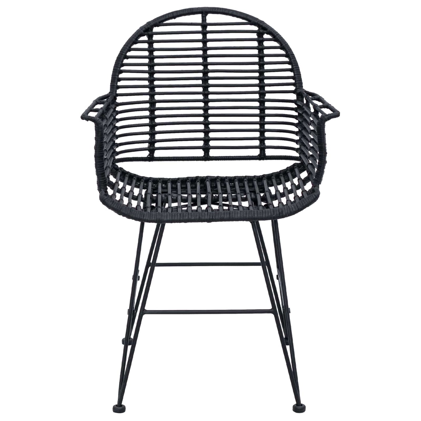 vidaXL Dining Chair 2 pcs Rattan and Iron Black 57 x 55 x 85 cm