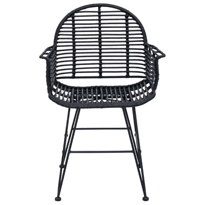 vidaXL Dining Chair 2 pcs Rattan and Iron Black 57 x 55 x 85 cm