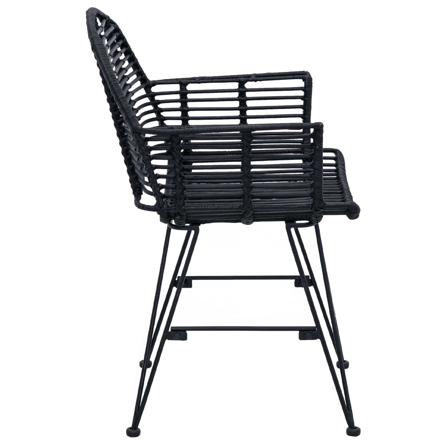 vidaXL Dining Chair 2 pcs Rattan and Iron Black 57 x 55 x 85 cm