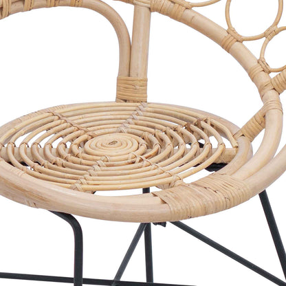 vidaXL Dining Chair 2 pcs Rattan and Iron Natural 54 x 65 x 82 cm