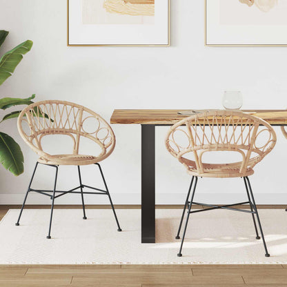 vidaXL Dining Chair 2 pcs Rattan and Iron Natural 54 x 65 x 82 cm