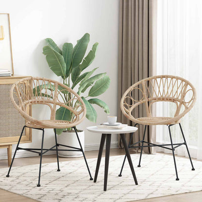 vidaXL Dining Chair 2 pcs Rattan and Iron Natural 54 x 65 x 82 cm