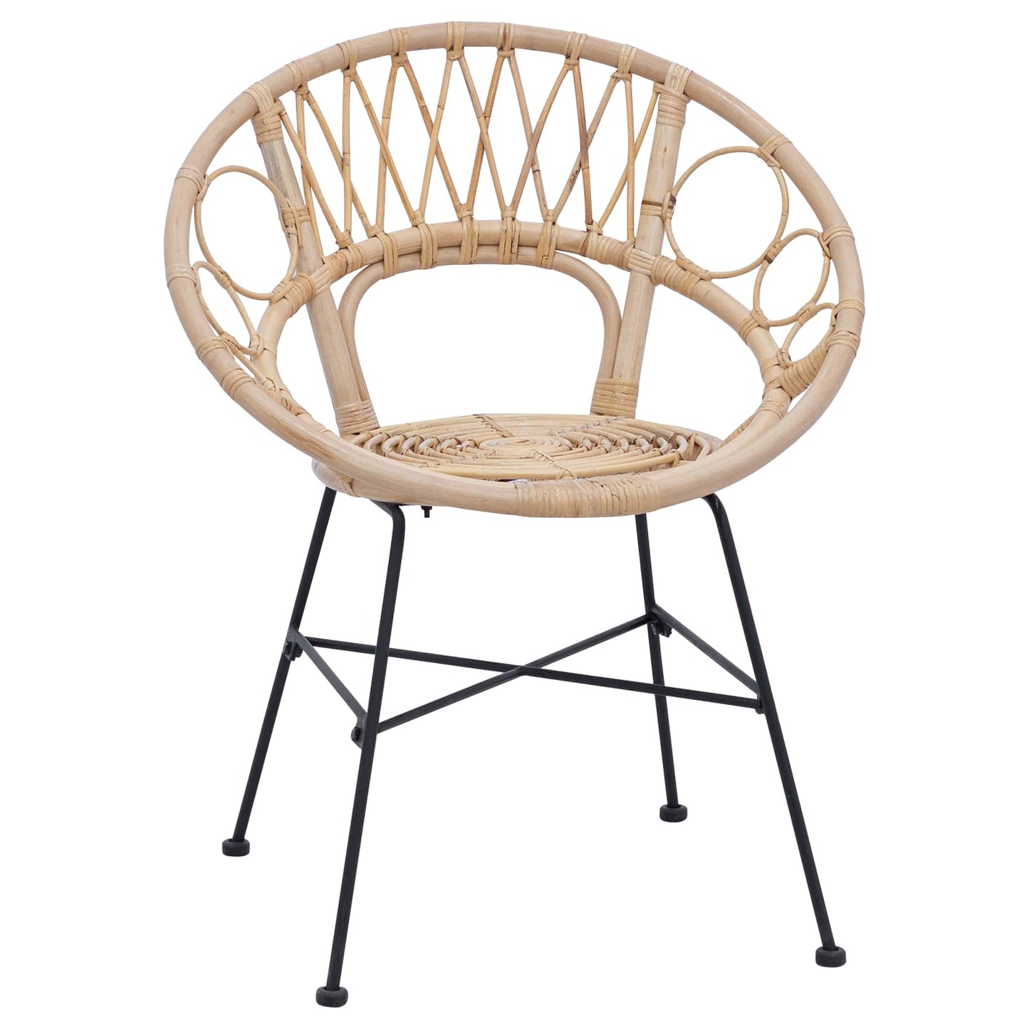 vidaXL Dining Chair 2 pcs Rattan and Iron Natural 54 x 65 x 82 cm