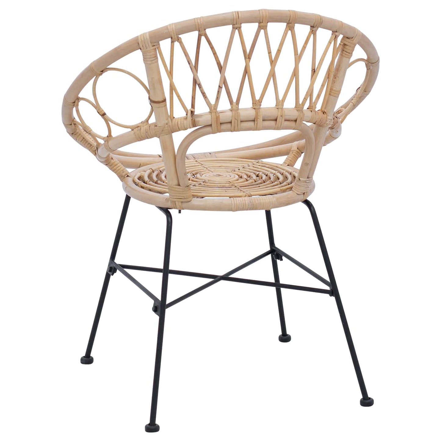 vidaXL Dining Chair 2 pcs Rattan and Iron Natural 54 x 65 x 82 cm
